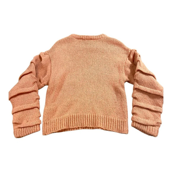 Selected Femme SF Olivia Alpaca Long Sleeve Sweater Ruffle Sleeve 3D Sz XS Peach - Picture 4 of 7